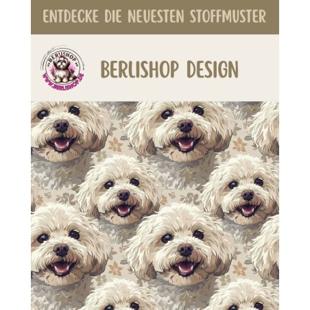50 cm French Terry Sommersweat Malteser Malteser Hunde Beige Creme –145 cm 240 g/m² Eigenproduktion