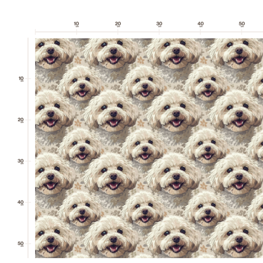 50 cm French Terry Sommersweat Malteser Malteser Hunde Beige Creme –145 cm 240 g/m² Eigenproduktion