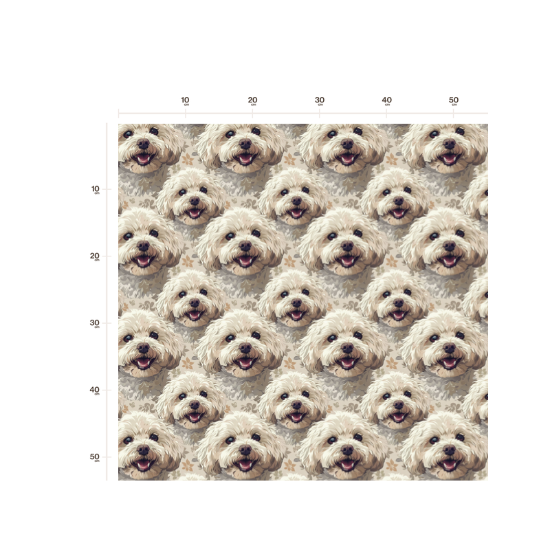 50 cm French Terry Sommersweat Malteser Malteser Hunde Beige Creme –145 cm 240 g/m² Eigenproduktion