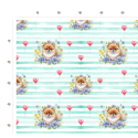 50 cm French Terry Sommersweat Zwergspitz Blumen Herzen Mint Weiß –145 cm 240 g/m² Eigenproduktion