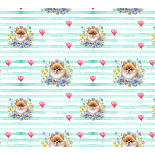 50 cm French Terry Sommersweat Zwergspitz Blumen Herzen Mint Weiß –145 cm 240 g/m² Eigenproduktion