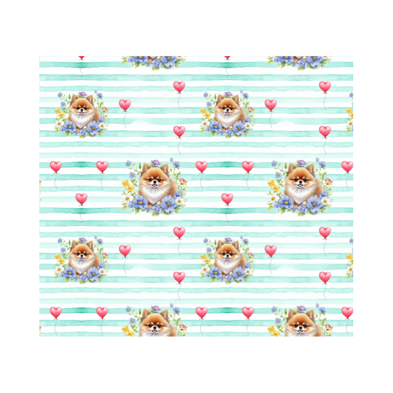 50 cm French Terry Sommersweat Zwergspitz Blumen Herzen Mint Weiß –145 cm 240 g/m² Eigenproduktion