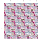 50 cm French Terry Sommersweat Shih Tzu Winter Schnee Rosa Grau – 150 cm – Reaktivdruck – Eigenproduktion