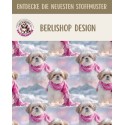 50 cm French Terry Sommersweat Shih Tzu Winter Schnee Rosa Grau – 150 cm – Reaktivdruck – Eigenproduktion
