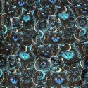 Jersey Mystische Mondlicht Katzen Stoff 180 cm ( Überbreite) – Nachtblau Türkis – 220 g/m² – Deko & Kleidung