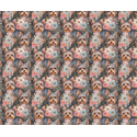 50 cm French Terry Sommersweat  Yorkshire Terrier Blumen Pastell Grau Rosa Blau–145 cm 240 g/m² Eigenproduktion
