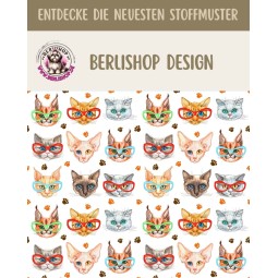 50 cm Oxford wasserfester Stoff Katzen Love Herzen Weiß Bunt–210 g/m –150 cm Meterware