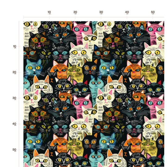 1m Coupon Glattes Minky Katzen Neon Bunt Schwarz – 150 cm – 380 g/m² – Eigenproduktion