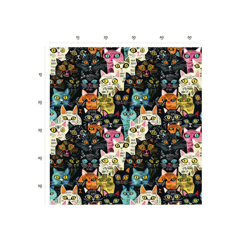 1m Coupon Glattes Minky Katzen Neon Bunt Schwarz – 150 cm – 380 g/m² – Eigenproduktion