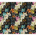 1m Coupon Glattes Minky Katzen Neon Bunt Schwarz – 150 cm – 380 g/m² – Eigenproduktion