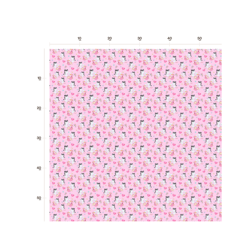 50 cm Oxford wasserfester Stoff Storch Baby Herzen Rosa Weiß –210 g/m –150 cm Meterware