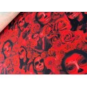 Jersey Día de los Muertos Stoff 180 cm ( Überbreite) – Skull,Rosen, Gothic, Rot, Schwarz – 220 g/m² – Deko & Kleidung