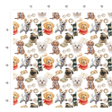 50 cm Oxford wasserfester Stoff Hunde Bücher Brille Weiß Beige Bunt–210 g/m –150 cm Meterware