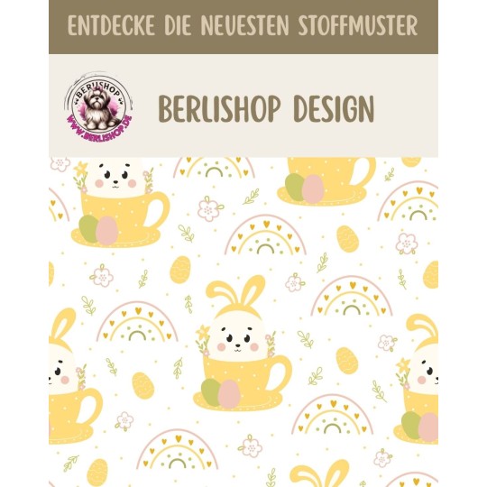 50 cm Oxford wasserfester Stoff Ostern Hasen Regenbogen Gelb Weiß Pastell –210 g/m –150 cm Meterware