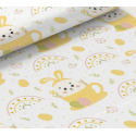 50 cm Oxford wasserfester Stoff Ostern Hasen Regenbogen Gelb Weiß Pastell –210 g/m –150 cm Meterware