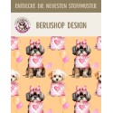 50 cm French Terry Sommersweat Shih Tzu Herzen Ballons Beige Rosa–145 cm 240 g/m² Eigenproduktion