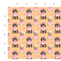 50 cm French Terry Sommersweat Shih Tzu Herzen Ballons Beige Rosa–145 cm 240 g/m² Eigenproduktion