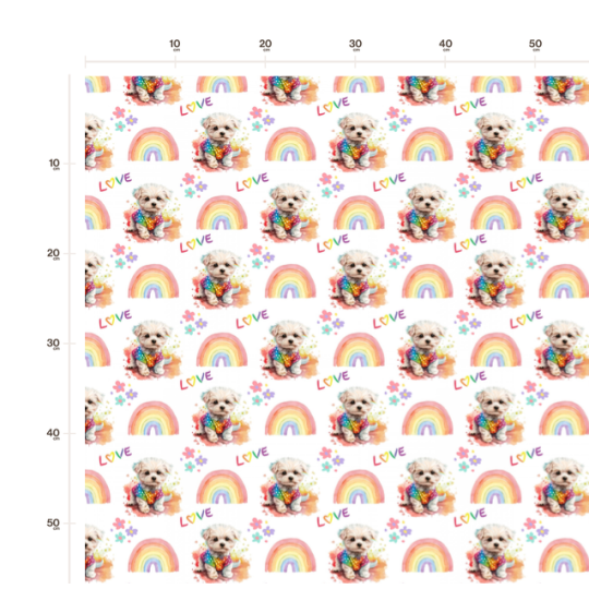 50 cm Alpenfleece Malteser Love Regenbogen Weiß Bunt kuschelig Weich 150 cm breit–300 g/m² Eigenproduktion