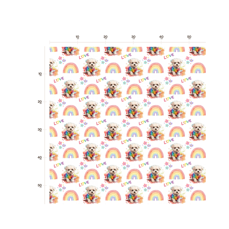 50 cm Alpenfleece Malteser Love Regenbogen Weiß Bunt kuschelig Weich 150 cm breit–300 g/m² Eigenproduktion