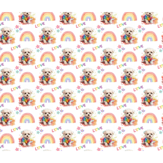 50 cm Alpenfleece Malteser Love Regenbogen Weiß Bunt kuschelig Weich 150 cm breit–300 g/m² Eigenproduktion