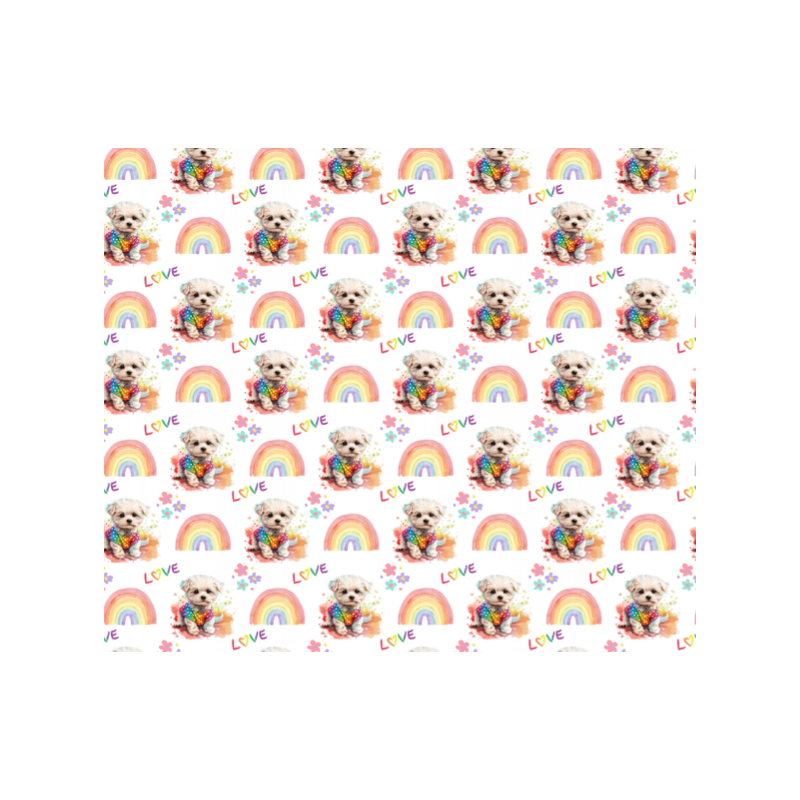50 cm Alpenfleece Malteser Love Regenbogen Weiß Bunt kuschelig Weich 150 cm breit–300 g/m² Eigenproduktion