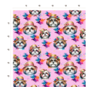 50 cm French Terry Sommersweat Shih Tzu Brille Hut Splash Rosa Bunt –145 cm 240 g/m² Eigenproduktion