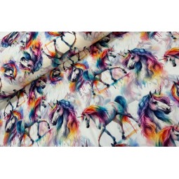 Jersey Einhorn Stoff 180 cm ( Überbreite) – Aquarell Regenbogen – 220 g/m² – Deko & Kleidung