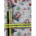 1m Coupon French Terry Sommersweat Einhorn Schule ABC Weiß Beige Bunt–240 g/m² – 145 cm – Eigenproduktion