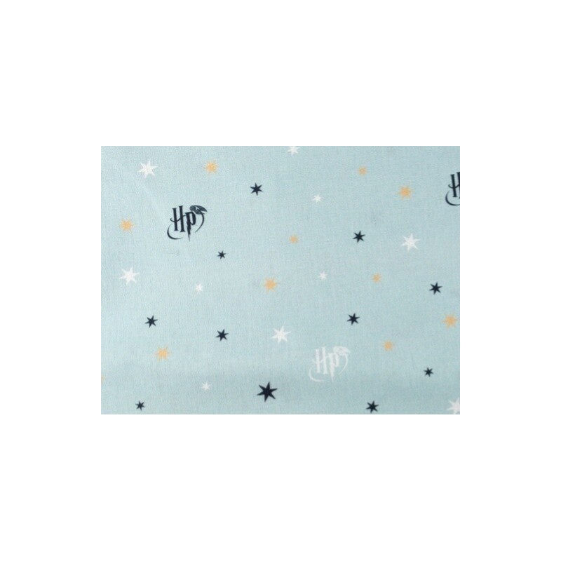 Baumwolle Lizenz 150 cm –Harry Potter, Magie Items, Monogramm, Eisblau  – 130 g/m² – Kinder & Deko