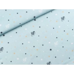 Baumwolle Lizenz 150 cm –Harry Potter, Magie Items, Monogramm, Eisblau  – 130 g/m² – Kinder & Deko