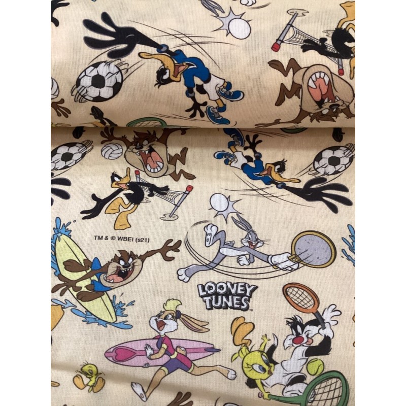 Baumwolle Lizenz 150 cm – Looney Tuns, Bugs Bunny, Tweety, Daffy, Duck  – 130 g/m² – Kinder & Deko
