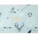 Baumwolle Lizenz 150 cm – Harry Potter, Magie Items,  Zauberer, Hogwards, Monogramm, Eisblau – 130 g/m² – Kinder & Deko