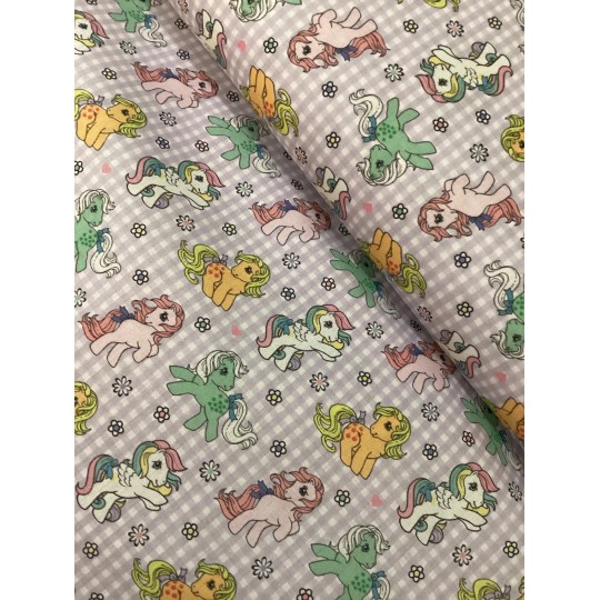 Baumwolle Lizenz 150 cm –  My Little Pony, Rosa, Karo,  – 130 g/m²  – Kinder & Deko