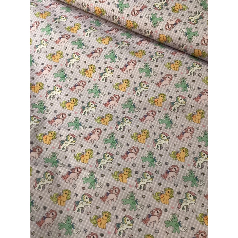 Lizenz Baumwolle My Little Pony Rosa Karo Meterware PATCHWORK KINDERSTOFF