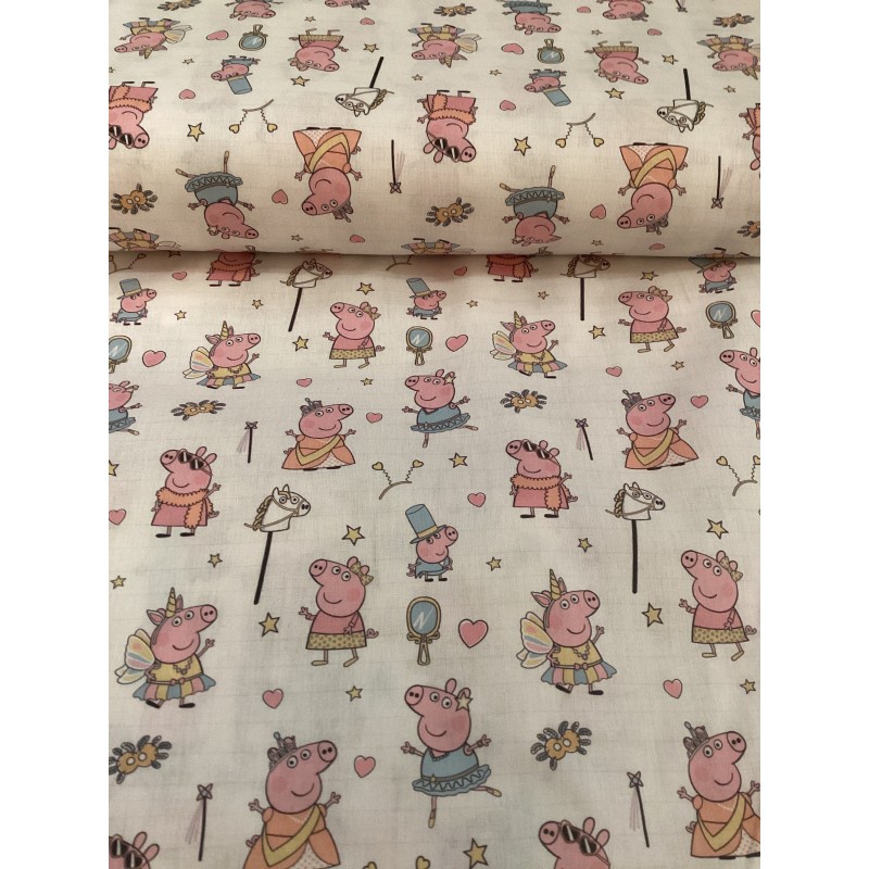 Baumwolle Lizenz 150 cm – Peppa Wutz, Pig, Einhorn, Prinzessin, Rosa, Blau – 130 g/m²  – Kinder & Deko