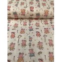 Lizenz Baumwolle Peppa Wutz Pig Einhorn Prinzessin Rosa Blau Meterware PATCHWORK KINDERSTOFF