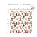 Baumwolle Canvas Welpen Hunde Stoff 160 cm – Chihuahua Mops Dackel Aquarell Weiß – 153 g/m² – Eigenproduktion