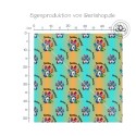 Baumwolle Canvas Husky Stoff – Bester Freund Hund Pfoten Aquarell Bunt Modern Design Deko Meterware Nähen DIY