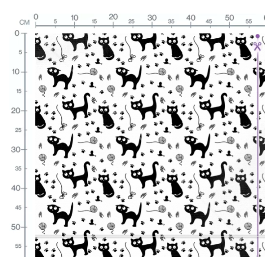 Baumwolle Canvas Katzen Stoff Schwarz Weiß 160cm – Katzen Pfoten Muster – 153 g/m² – Eigenproduktion