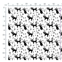Baumwolle Canvas Katzen Stoff – Schwarze Katze Pfoten Wolle Muster Weiß Kinderstoff Deko Taschen Meterware Nähen DIY