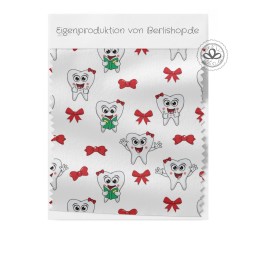 Baumwolle Canvas Zahn Stoff – Lustige Zähne Weiß Schleifen Zahnarzt Kinderstoff Praxis Deko Taschen Meterware Nähen DIY