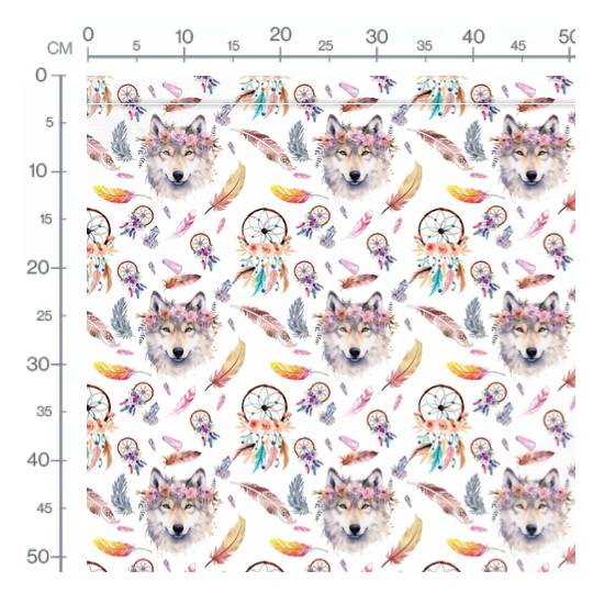 Baumwolle Canvas Wolf Stoff 160 cm – Traumfänger Federn – 153 g/m² – Eigenproduktion