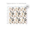 Baumwolle Canvas Katzen Stoff 160 cm – Katzen & Bücher Aquarell Kinderstoff – 153 g/m² – Eigenproduktion