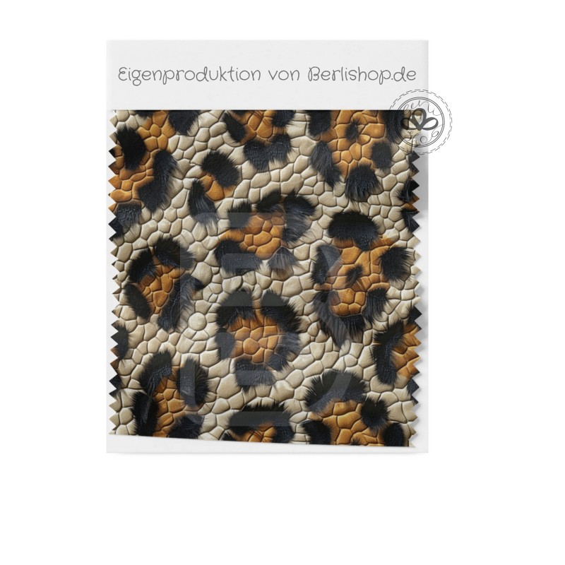 Baumwolle Canvas Leo Stoff 160 cm – Leopard Animal Print Beige Braun – 153 g/m² – Eigenproduktion