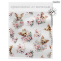 Baumwolle Canvas Chihuahua Stoff 160 cm – Rosen & Schmetterlingen Aquarell Rosa – 153 g/m² – Eigenproduktion