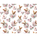 Baumwolle Canvas Chihuahua Stoff 160 cm – Rosen & Schmetterlingen Aquarell Rosa – 153 g/m² – Eigenproduktion