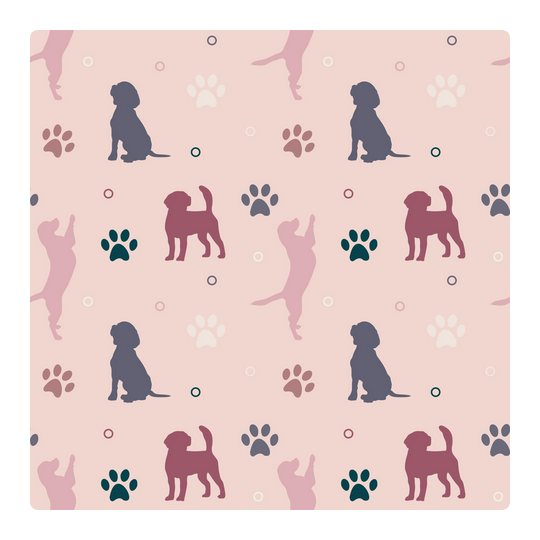 Baumwolle Canvas Hunde Stoff – Silhouette Pfoten Rosa Pastell Kinderstoff Deko Taschen Meterware Nähen DIY