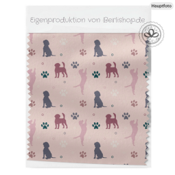 Baumwolle Canvas Hunde Stoff 160 cm – Silhouette Pfoten Rosa Pastell – 153 g/m² – Eigenproduktion