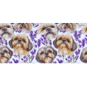 Baumwolle Canvas Shih Tzu Stoff 160 cm – Lavendel Hunde Aquarell – 153 g/m² – Eigenproduktion