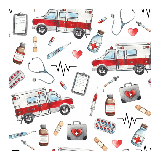 50 cm Baumwolle Canvas Rettungsdienst Stoff 160 cm – Krankenwagen Arzt Medizin Kinderstoff – 153 g/m² – Eigenproduktion